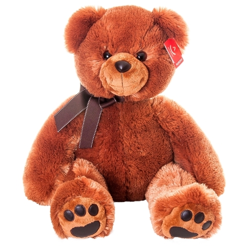 Мягкая игрушка Aurora Медведь тёмно-коричневый с коричневым бантиком 70 см